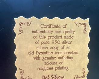 Silver religious piece authenticity paper 