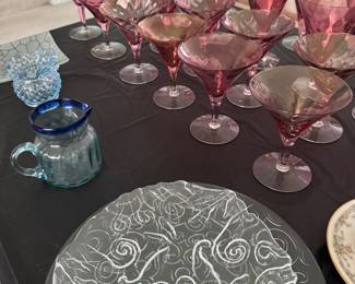 Iridescent Cranberry Stemware 