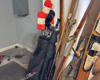 Golf Clubs, Vintage Water Skiis 
