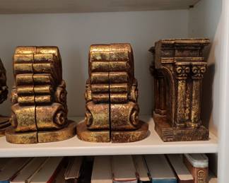 6 sets of heavy vintage bookends