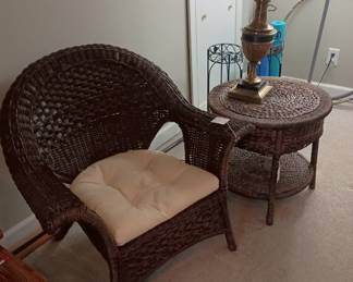 Nice wicker chair and side table
