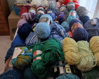 Over 60 skeins of yarn. Brand names many new. All will be priced $5 or below. Exceptional deal for those who knit for themselves or for donation.