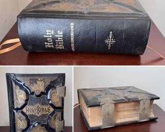 Huge restored Holy Bible - leather bound w/brass closures