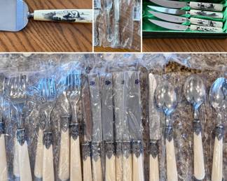 Misc. bone and bone colored handle service and silverware