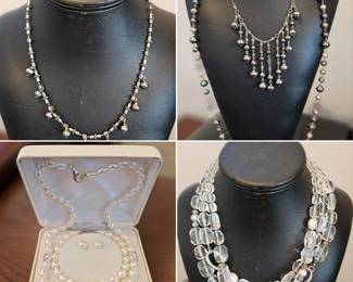 Pearls and glass bead necklaces
