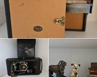 Old slide picture case w/ slides, camera & children toys