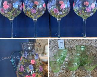 Charter Club wine goblets & pitcher and Verrerie French glasswares