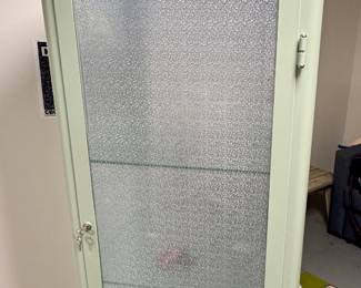 Ikea Glass and Metal Green Storage Cabinet