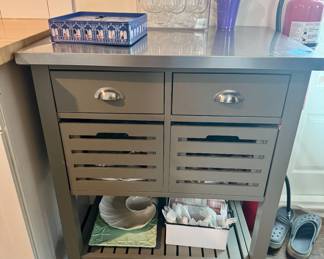 Grey Metal Rolling Cart