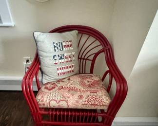 Red Rattan side Chair