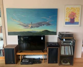 Carol Sky oil on canvas, electronics and LPs
