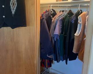 Men's clothing including sheepskin and Ortega's vests