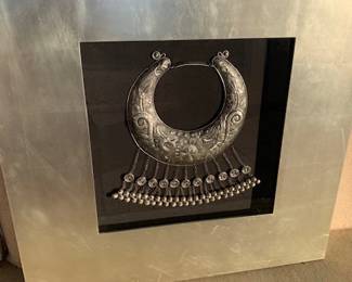 Vintage Miao (Guizho Province, China) tribal necklace, framed, #1