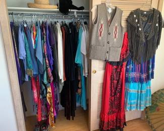 Women's clothing - vintage, fiesta skirts, Ortega's vest, ethnic