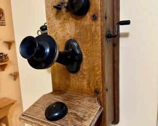 Late 20th Century American Electric Antique Wall Crank Phone
