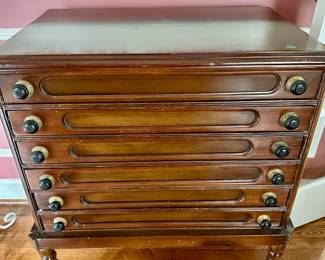 Antique Wooden Spool Cabinet