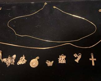 003 14K Gold Chains And 14K Gold Charms