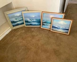 Four Fine Seascapes On Canvas