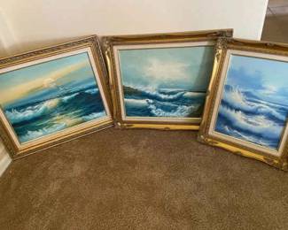 Three Seascapes On Canvas