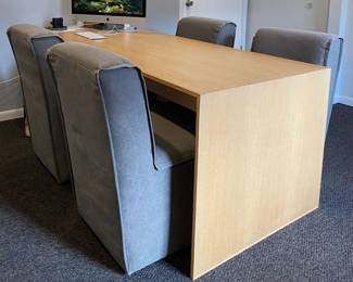 conference table / desk with fabric rolling chairs (will sell chairs separate from table)