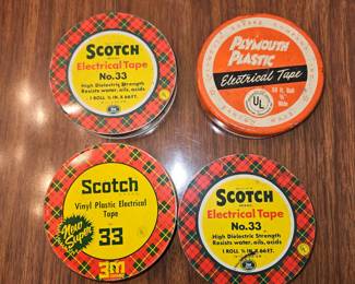 Scotch and Plymouth Plastic Tape Tins Set of 4!
