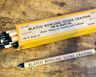 One Dozen Vtg. Blatco Bowling Score Crayons Six-Inch Black New in Box!