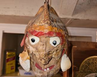 MCM Hand Painted Carved Coconut Head!