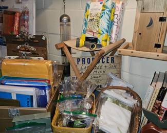Vtg Camper Canvas Folding Stool, Office Supplies Etc!

