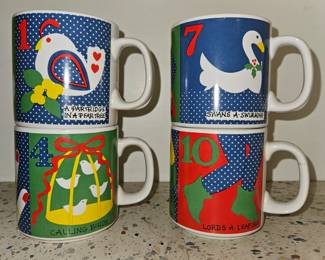 Vtg 80s Grant Howard 12 Days of Christmas Mugs!