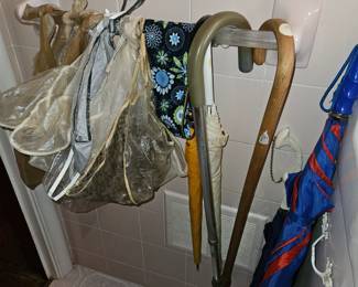 Vtg Hair Bonnets, Canes & Umbrellas!