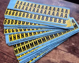 Vtg. Wire Markers Brady Stock Y75-A B-500-4 
23 Letter Sheets  (missing T,W,Z)