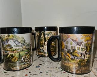 Vtg West Bend USA Thermo-Serve Currier & Ives Cups!