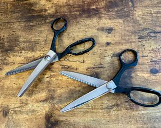 Vtg. Wiss CB7 & Sta-Sharp Pinking Shears Scissors USA Black Handle 