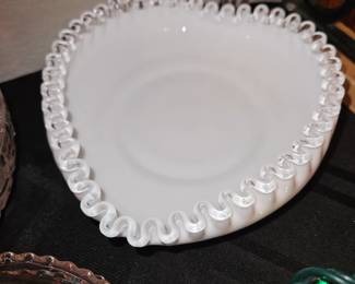 Fenton Silver Crest White Milk Glass Trinket Dish!
