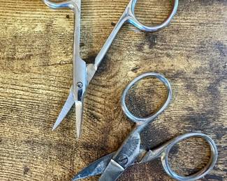 Vtg. Lacross Stainless Steel Curved Small Scissors Pakistan & Vtg. Lacross 338 USA Small Curved Scissors 