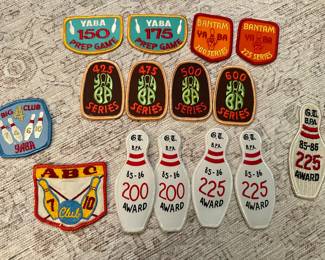 Vtg. ABC YABA Bowling League Awards Embroidered Patches - Lot of 15!!