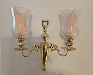 Pair of Vtg Brass Hurricane Lamps w/2 Globes!
