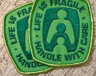 Vtg. Life is Fragile Handle With Care Boy Scouts Green Embroidered Patch