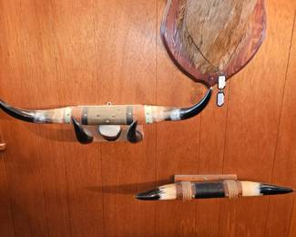 Vtg Large Mounted Longhorns W/Small ones, Vtg Lg Longhorns!
