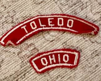 Vtg. Toledo Ohio Community Town Strip Boy Scouts of America Patches Red White 