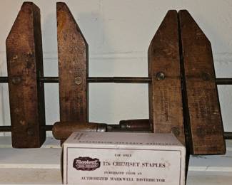 Vtg Markwell Chemist 176 Staples, Vtg Jorgensen USA Adjustable Wooden Clamps!
