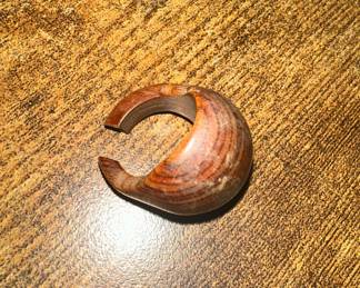 Vintage Mid Century Carved Solid Wood Ring 