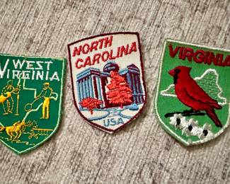 Vtg. USA Souvenir Patch Embroidered Woven Cloth Sew-On Badge - North Carolina, West Virginia, & Virgina!!