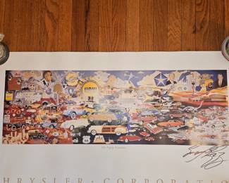 Vtg The History of Chrysler Signed Poster By Artist Emanuel Enriquez!
