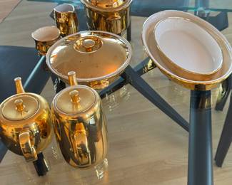 Royal Worcester Flameproof Porcelain Tableware Gold 11pc $400 Aprox 20lb