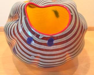 Dale Chihuly Cinnamon Macchia Glass Vessel (6”h x 7.5”w  X 7”d ) $3000 (3 lb)