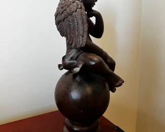 Pottery composite (resin?)sculpture of Cupid Cherub
12”h x 7”w x 5”d
$40