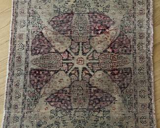 Vintage hand knotted prayer Rug wool  29” x 21” $50