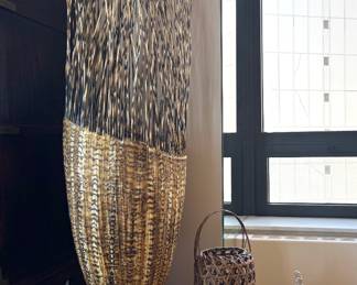 David Speck 1953-2016) Large Woven Fiber Art Basket (67”h x 17”w x 17"d)  $750 (5 lb)