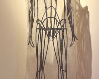 Full Size Figure Male Iron Sculpture with Transparent Gauze Hood Overlay (75”h x 24”w x 14”d) $3000 (150 lb)
